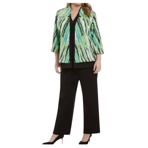 Ming Wang Knit Blazer Blue Green Black White Size XL - Picture 12 of 12